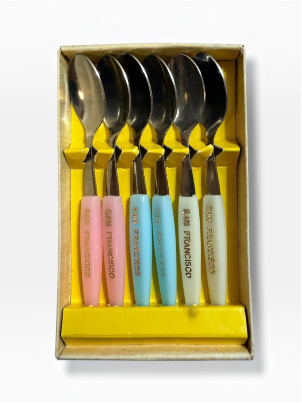 Vintage San Francisco Souvenir Small Spoons Set of 6 Japan Stainless MCM